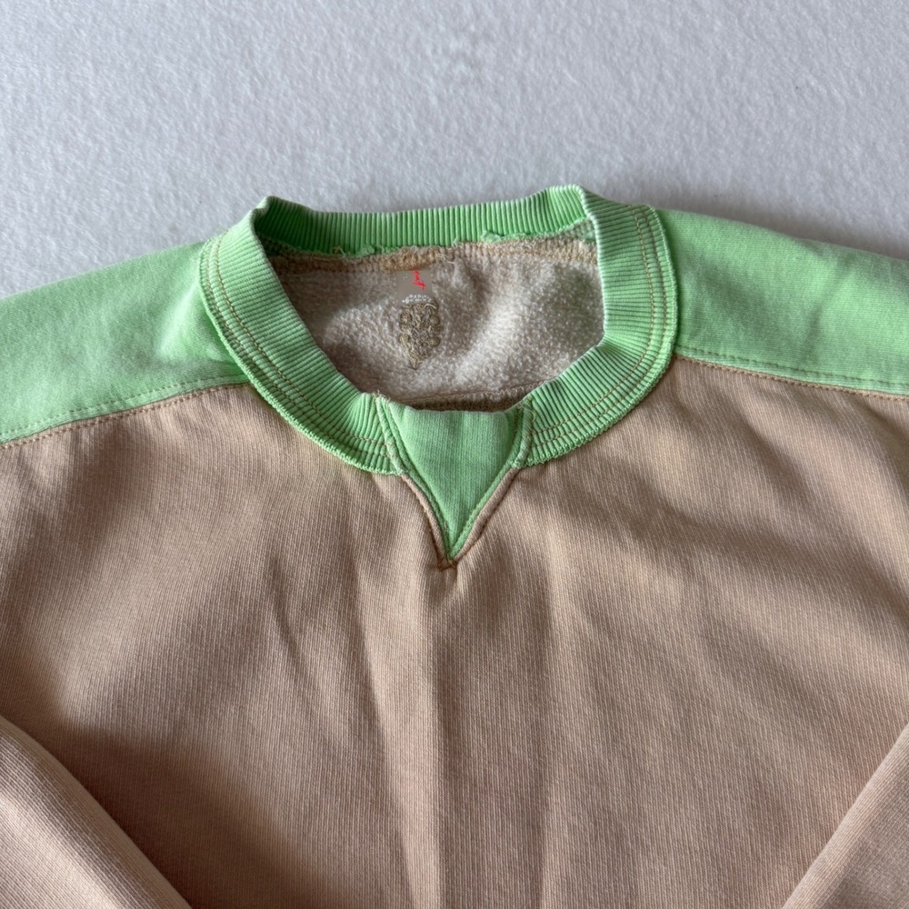 FP Movement Colorblock Sweatshirt Womens Medium Green Tan Cozy Fleece OB1313467